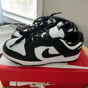 Size 7 women’s Nike Low Dunks Panda